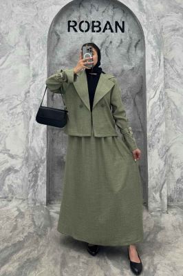 ست کت و دامن شانتون آستین سگک YAZ