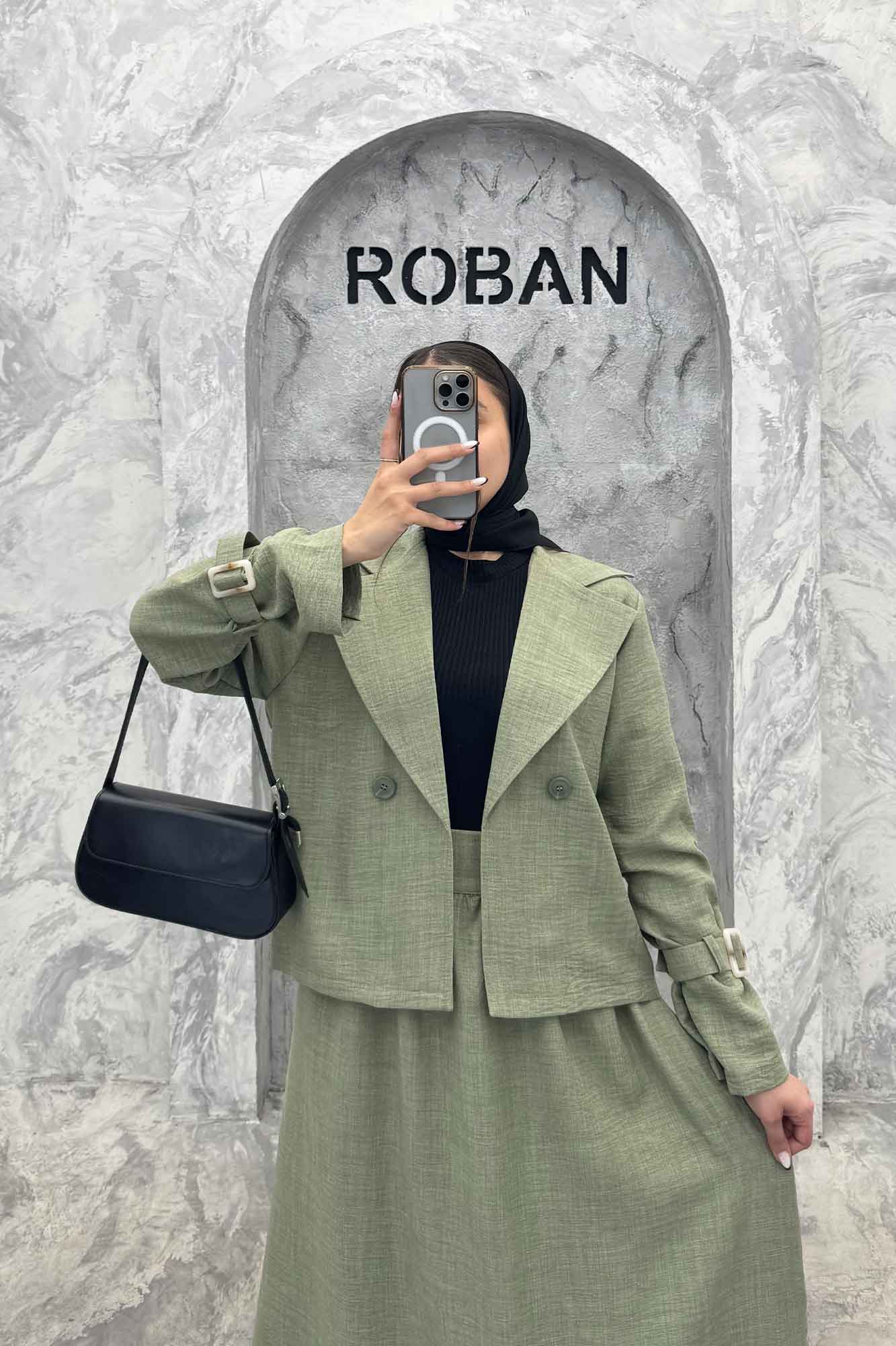 ست کت و دامن شانتون آستین سگک YAZ