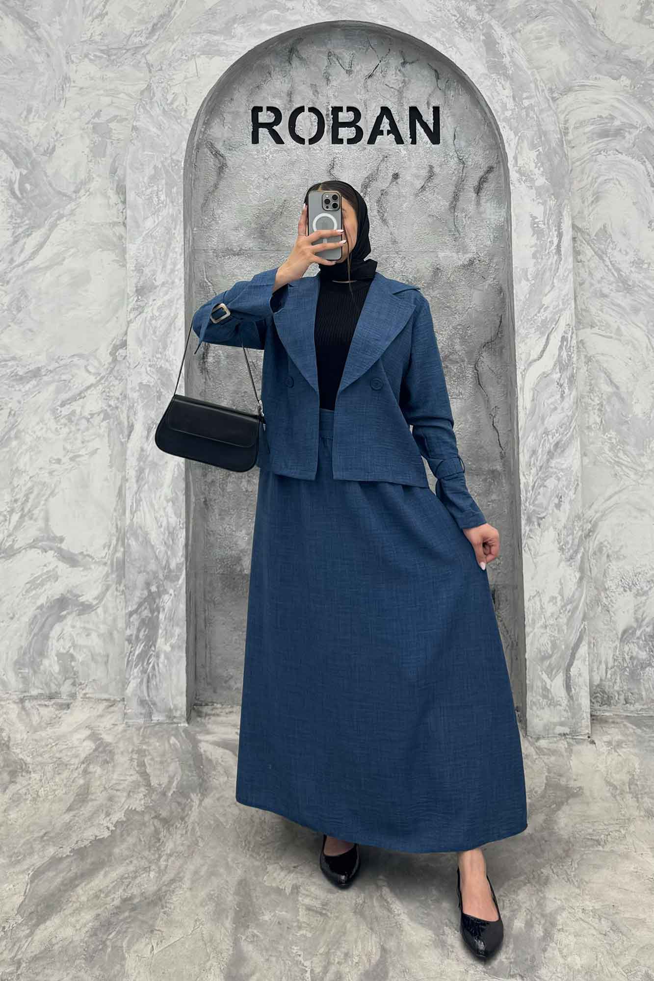 ست کت و دامن شانتون آستین سگک YAZ