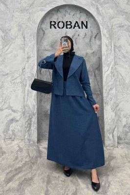 ست کت و دامن شانتون آستین سگک YAZ