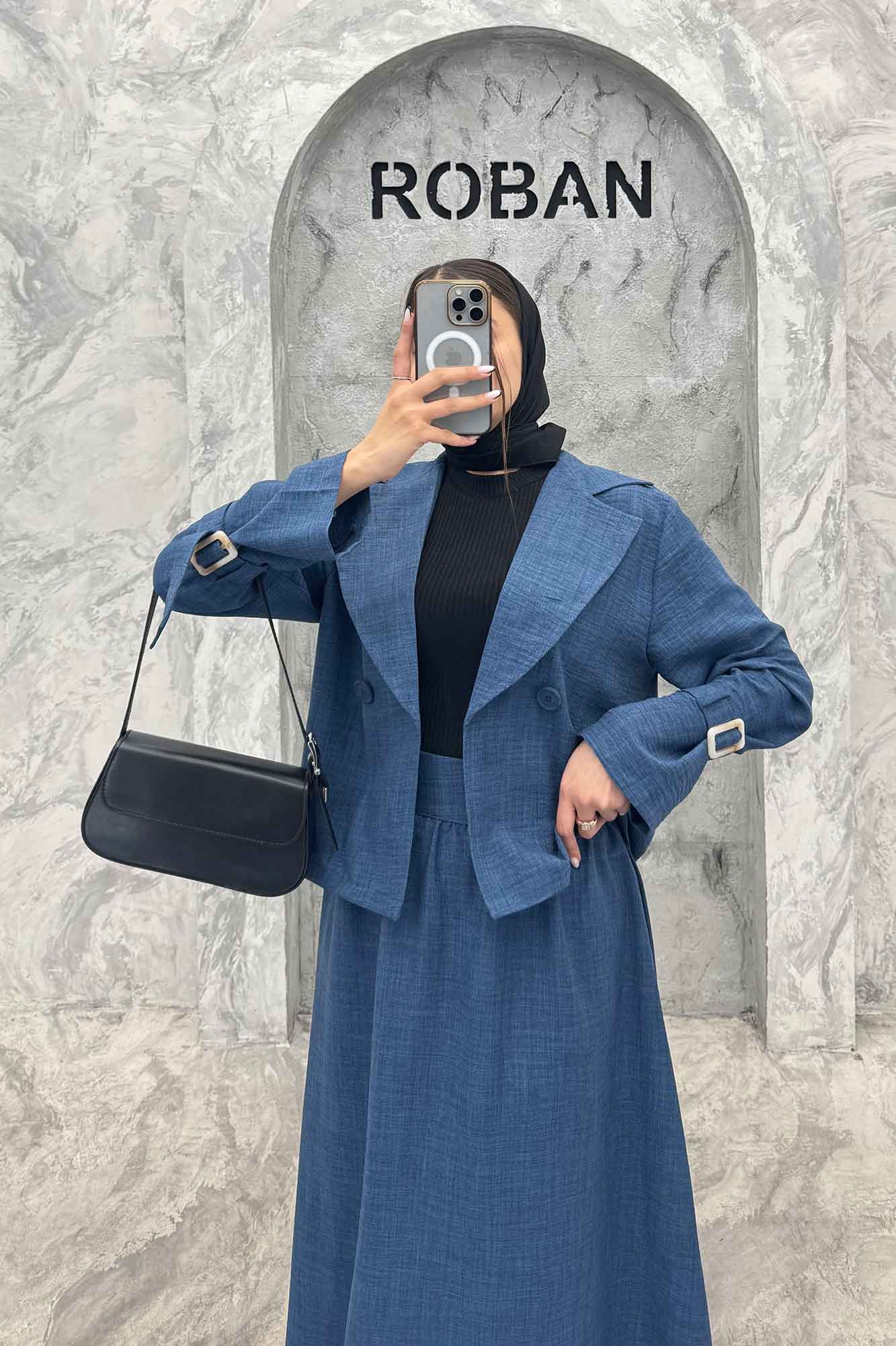 ست کت و دامن شانتون آستین سگک YAZ