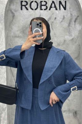 ست کت و دامن شانتون آستین سگک YAZ