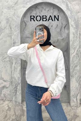 بلوز یقه بلیطی دو دکمه کرسپو سر آستین کش