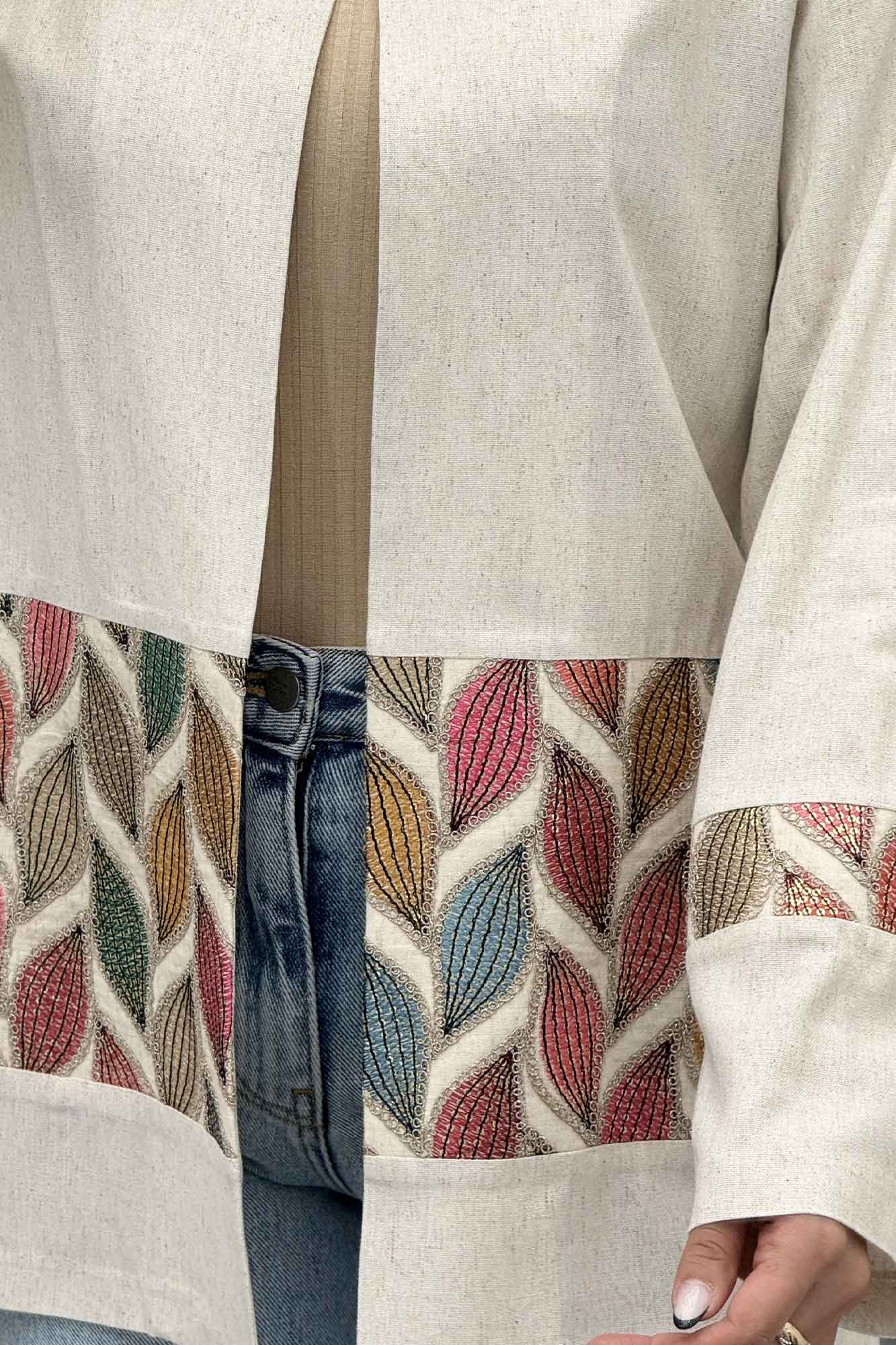 کت لینن حاشیه سنتی 