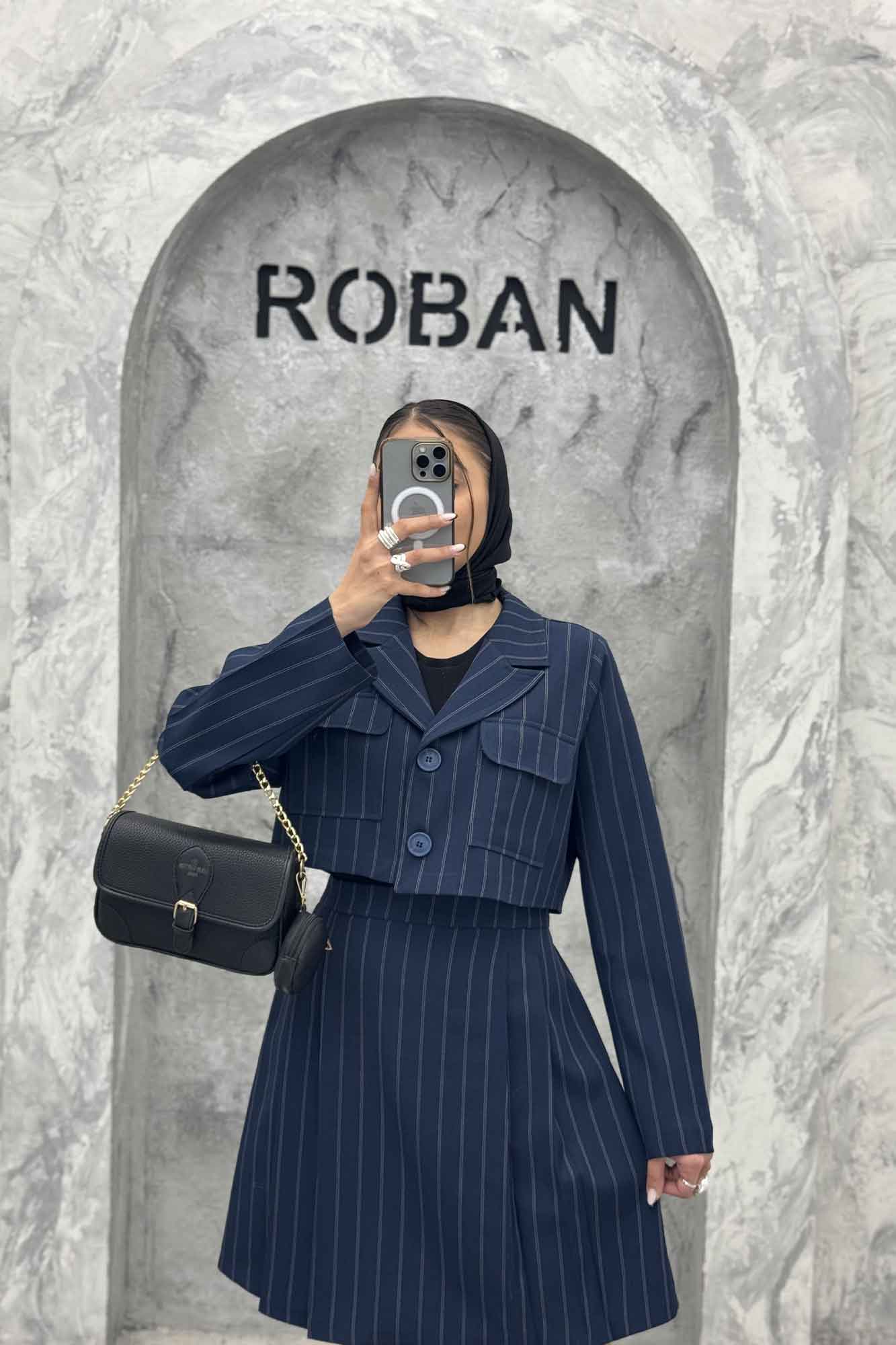 ست کت و دامن کوتاه پیله دار بزیاق دیپلمات 