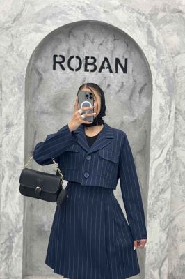 ست کت و دامن کوتاه پیله دار بزیاق دیپلمات 