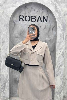 ست کت و دامن کوتاه پیله دار بزیاق دیپلمات 