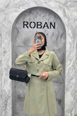 ست کت و دامن کوتاه پیله دار بزیاق دیپلمات 