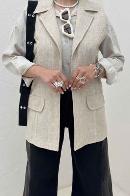 وست بلند دو در جیب لینن