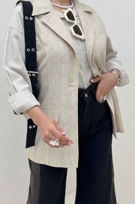 وست بلند دو در جیب لینن