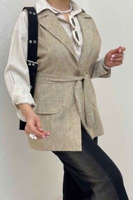 وست بلند دو در جیب لینن