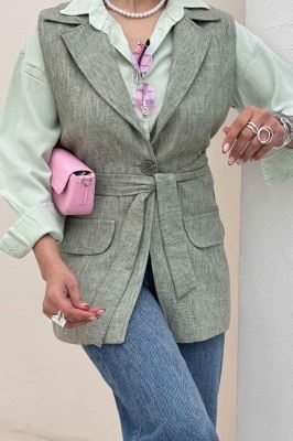 وست بلند دو در جیب لینن