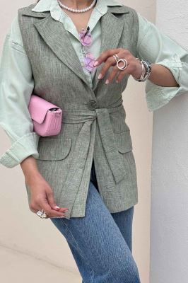 وست بلند دو در جیب لینن