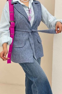 وست بلند دو در جیب لینن