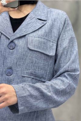 ست کت و دامن کوتاه پیله دار لینن