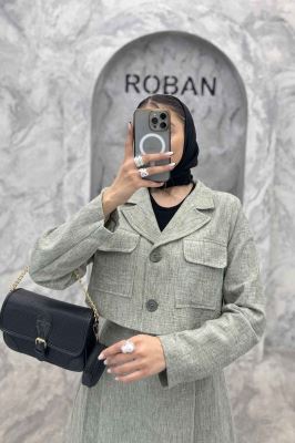 ست کت و دامن کوتاه پیله دار لینن