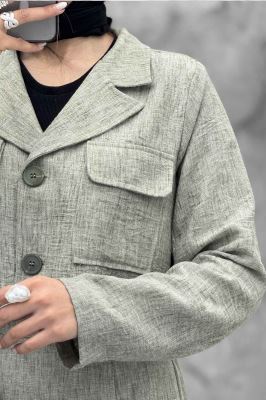 ست کت و دامن کوتاه پیله دار لینن