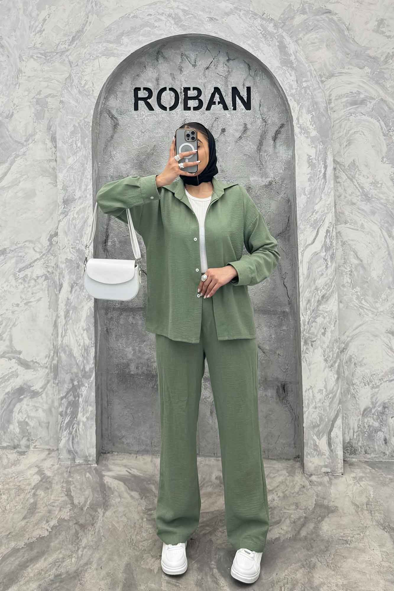 ست شومیز مانتویی و شلوار لینن تریسی