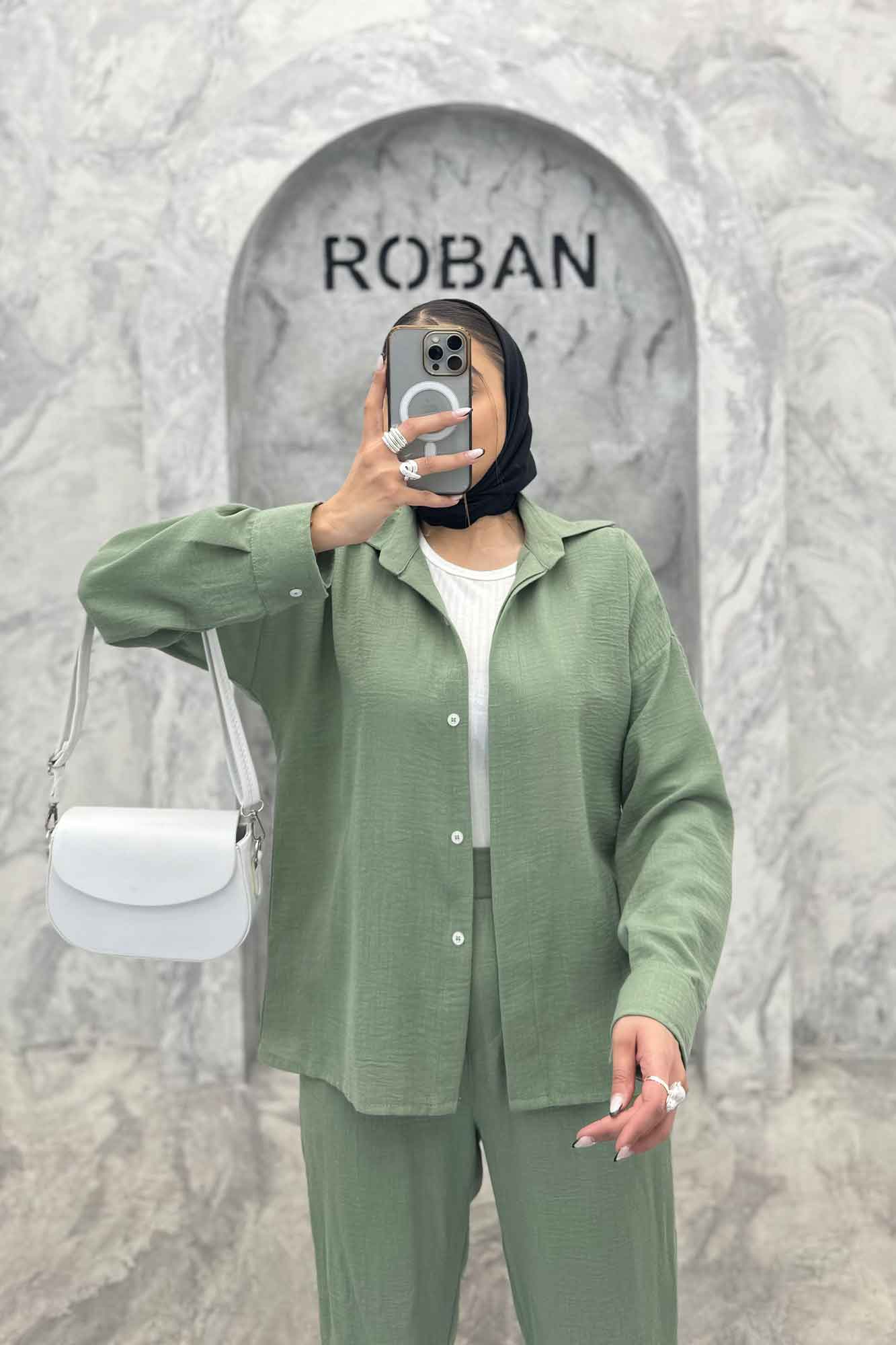 ست شومیز مانتویی و شلوار لینن تریسی