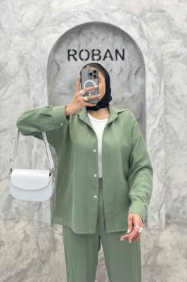 ست شومیز مانتویی و شلوار لینن تریسی