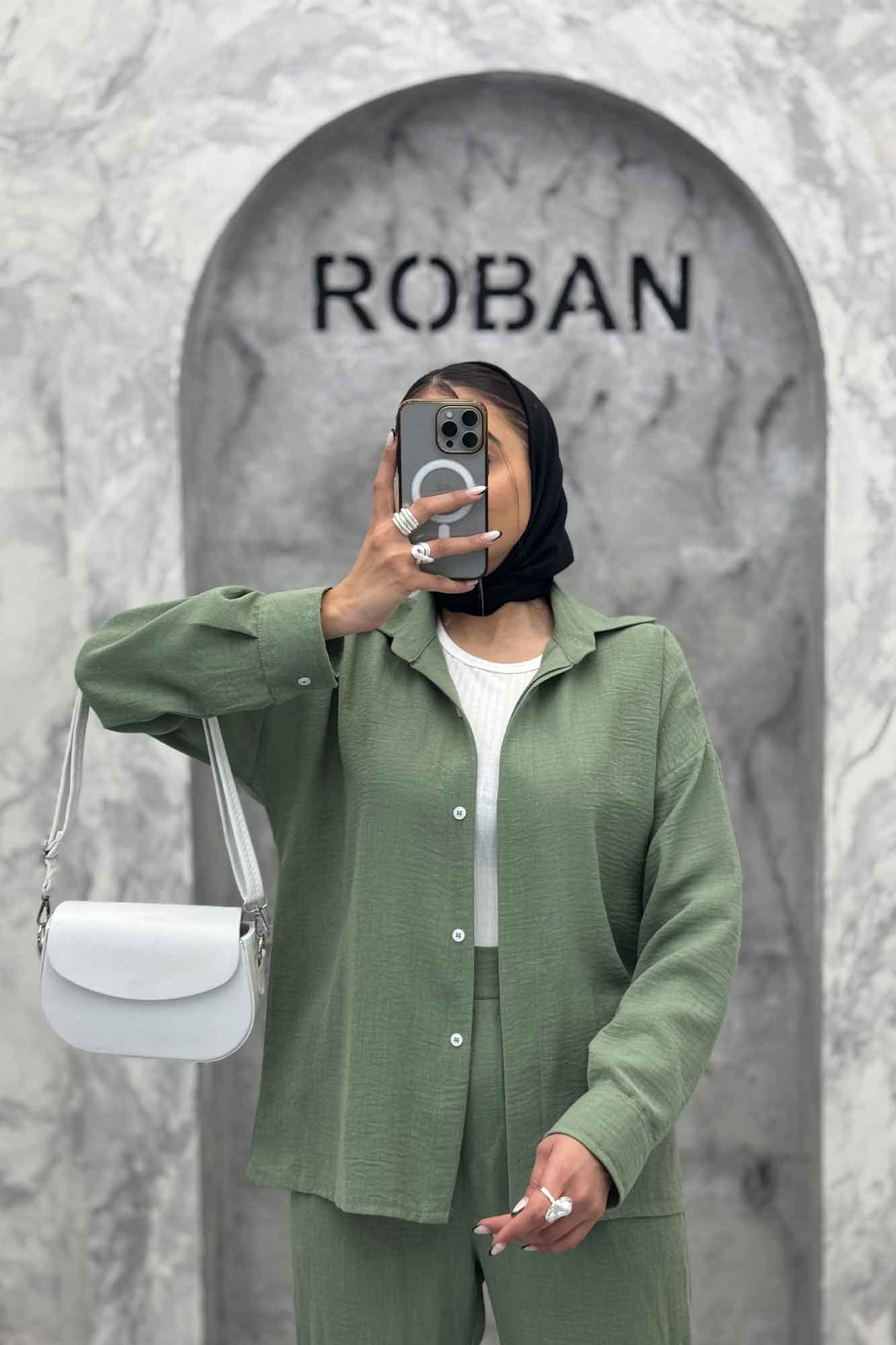 ست شومیز مانتویی و شلوار لینن تریسی