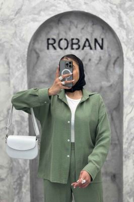 ست شومیز مانتویی و شلوار لینن تریسی