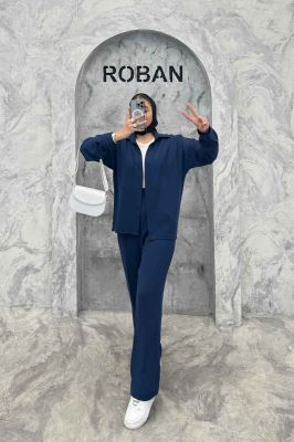 ست شومیز مانتویی و شلوار لینن تریسی