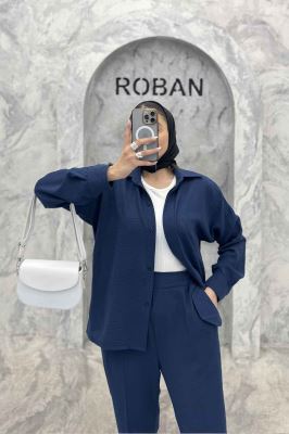 ست شومیز مانتویی و شلوار لینن تریسی