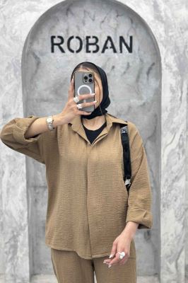 ست شومیز مانتویی و شلوار لینن تریسی