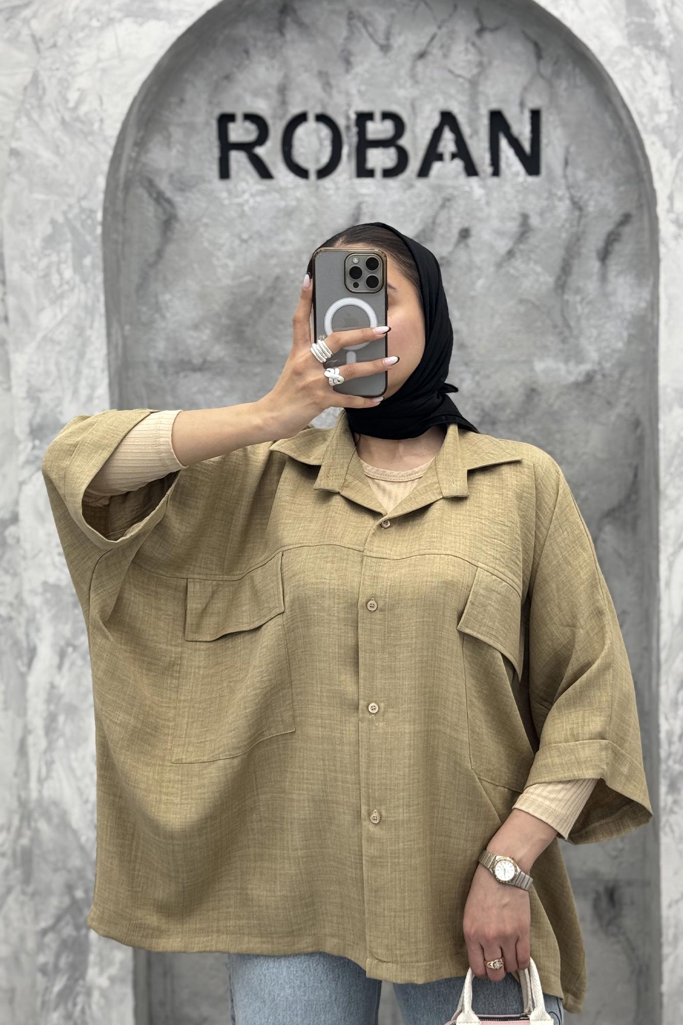 مانتو دو جیب پاکتی کیمونو شانتون