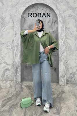 مانتو دو جیب پاکتی کیمونو شانتون