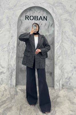 کت یقه ب ب ژاکارد دو در جیب