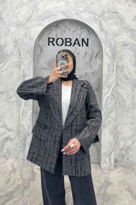 کت یقه ب ب ژاکارد دو در جیب