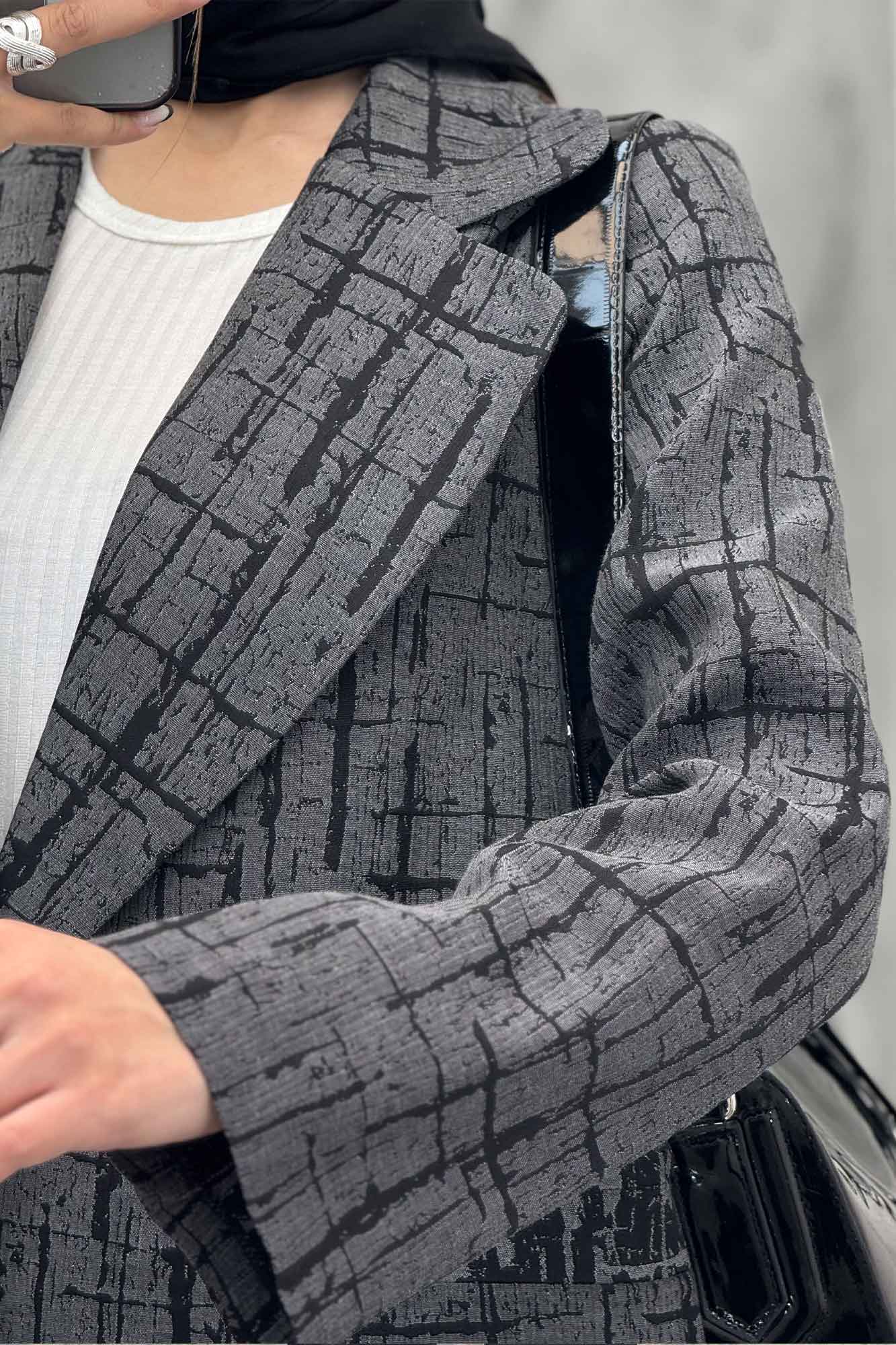 کت یقه ب ب ژاکارد دو در جیب