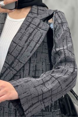 کت یقه ب ب ژاکارد دو در جیب