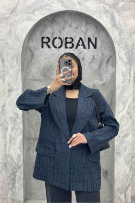 کت یقه ب ب ژاکارد دو در جیب