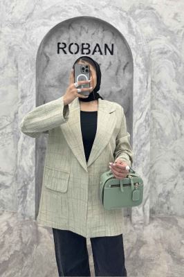 کت یقه ب ب ژاکارد دو در جیب