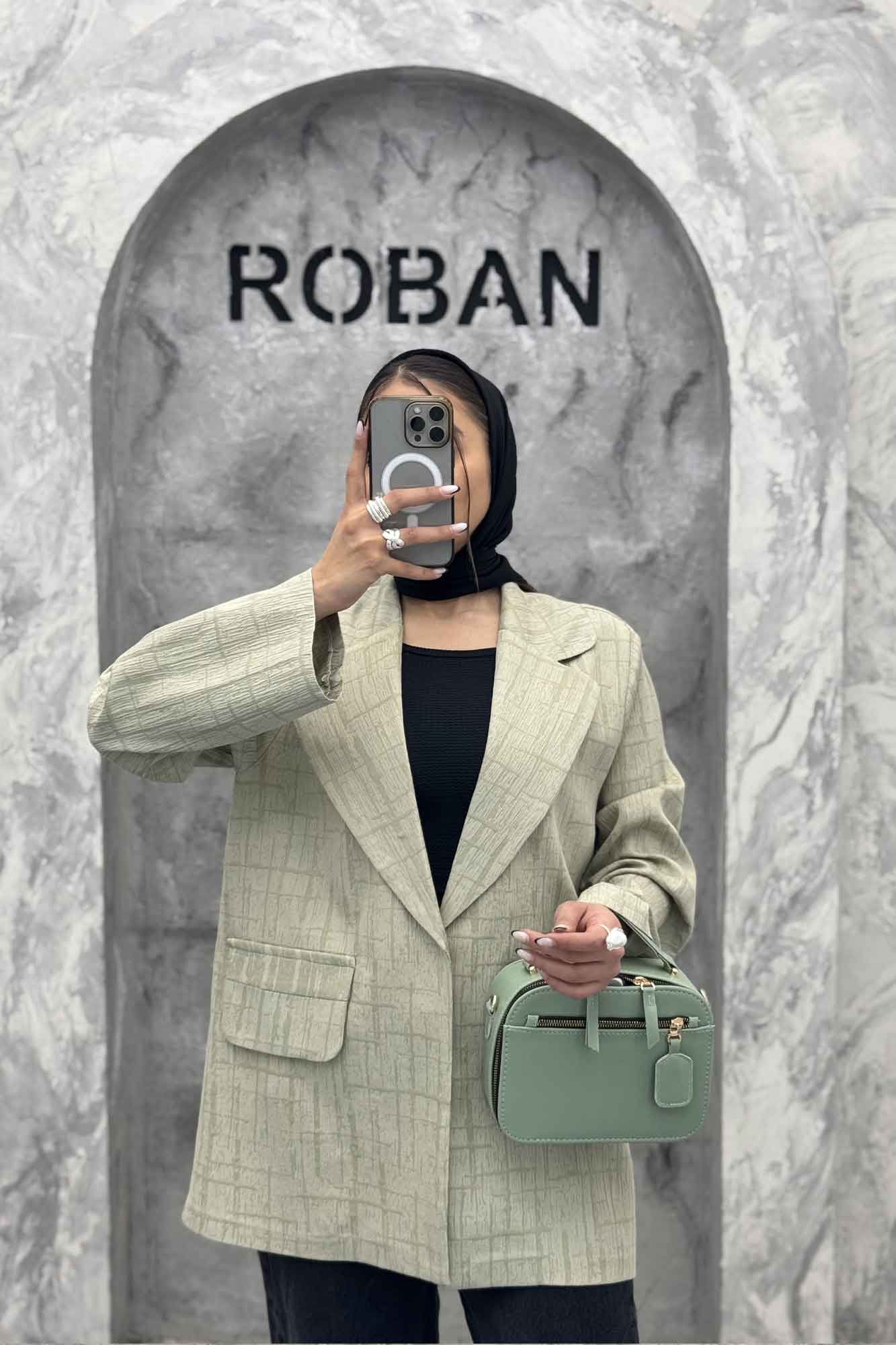 کت یقه ب ب ژاکارد دو در جیب