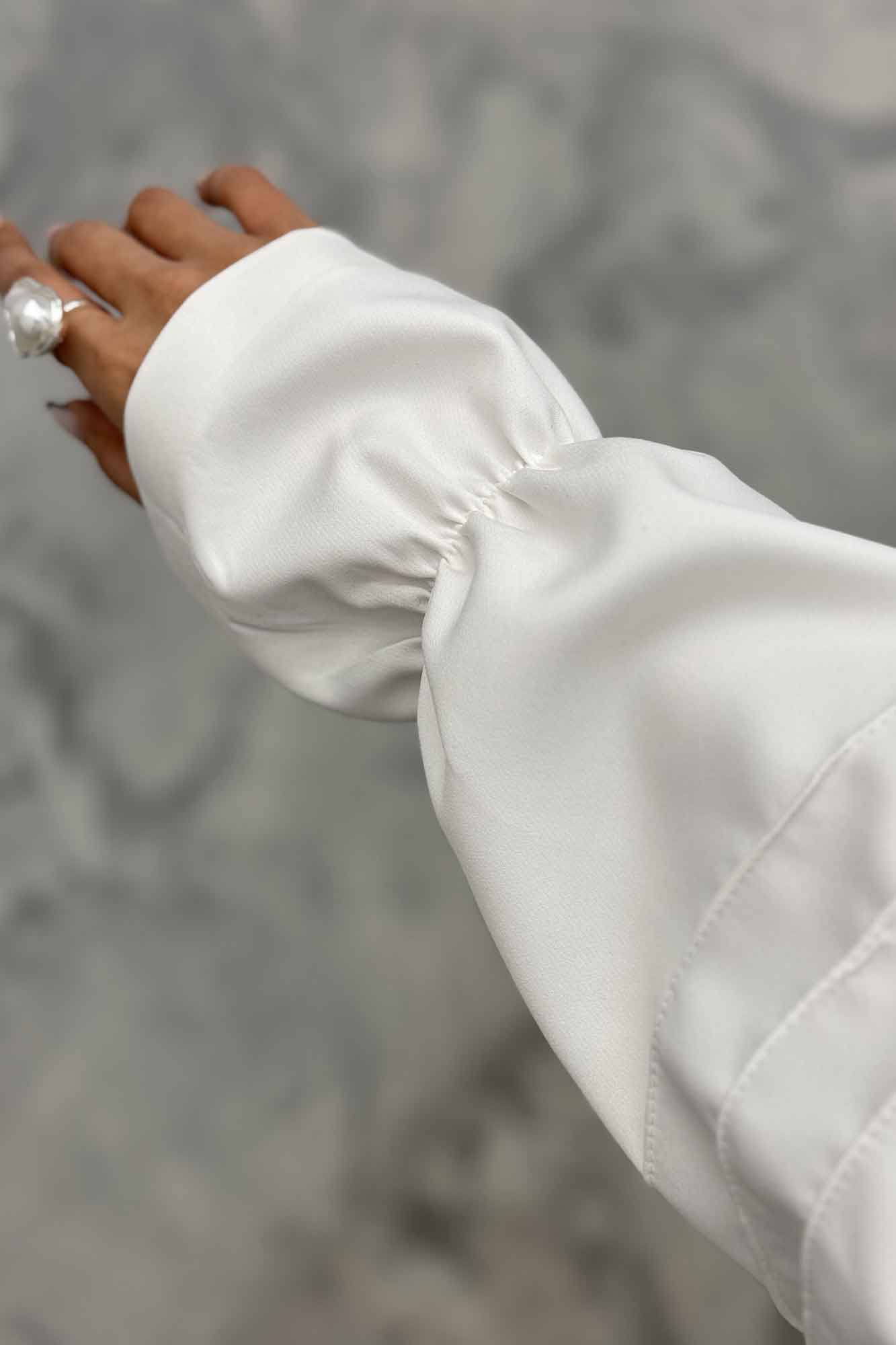 شومیز مانتویی خط دار آستین عروسکی 