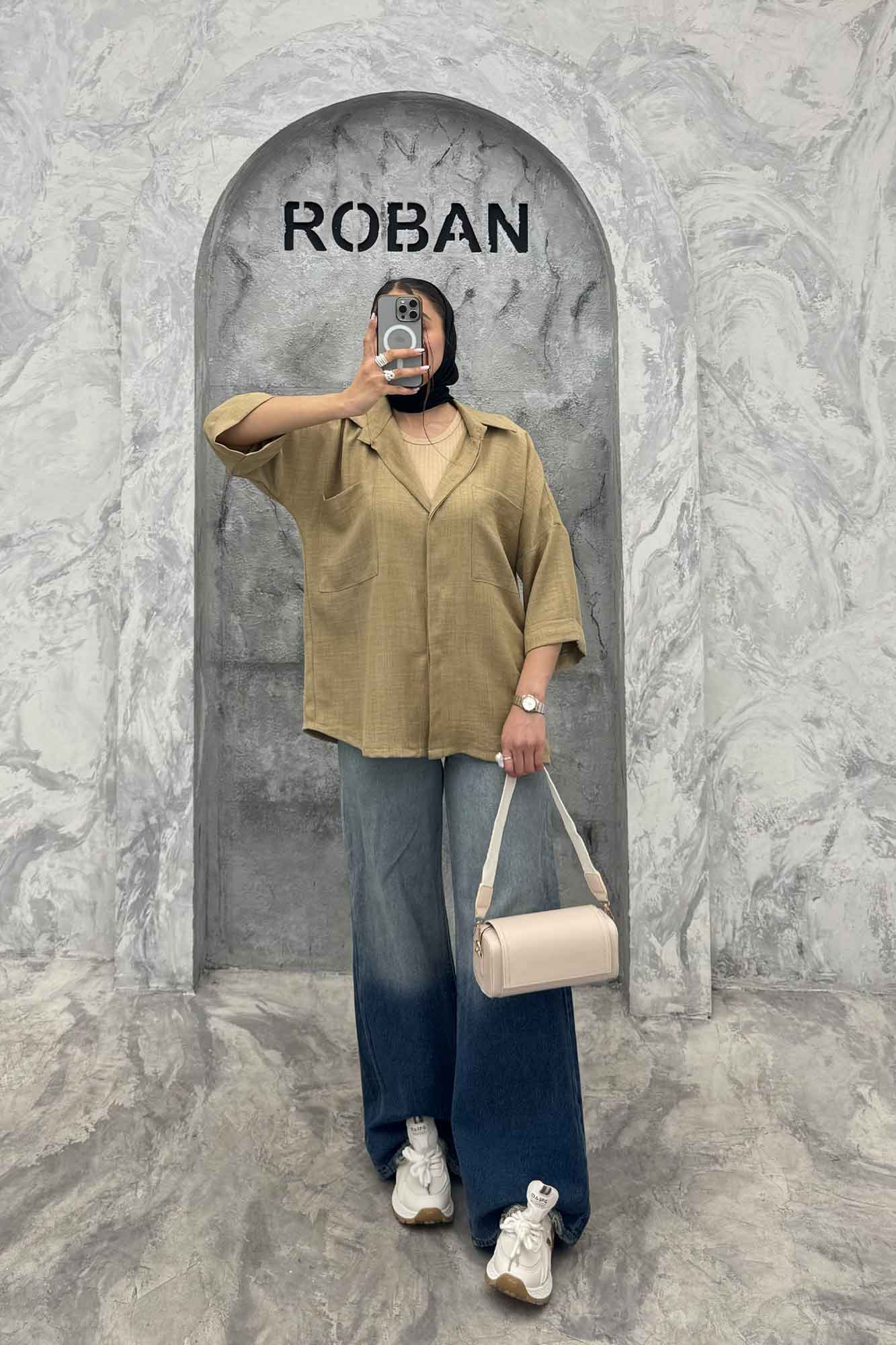 شومیز مانتویی شانتون پشت پیله دو جیب