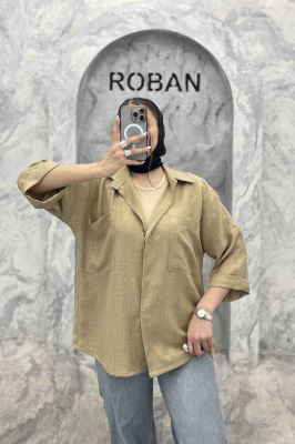 شومیز مانتویی شانتون پشت پیله دو جیب