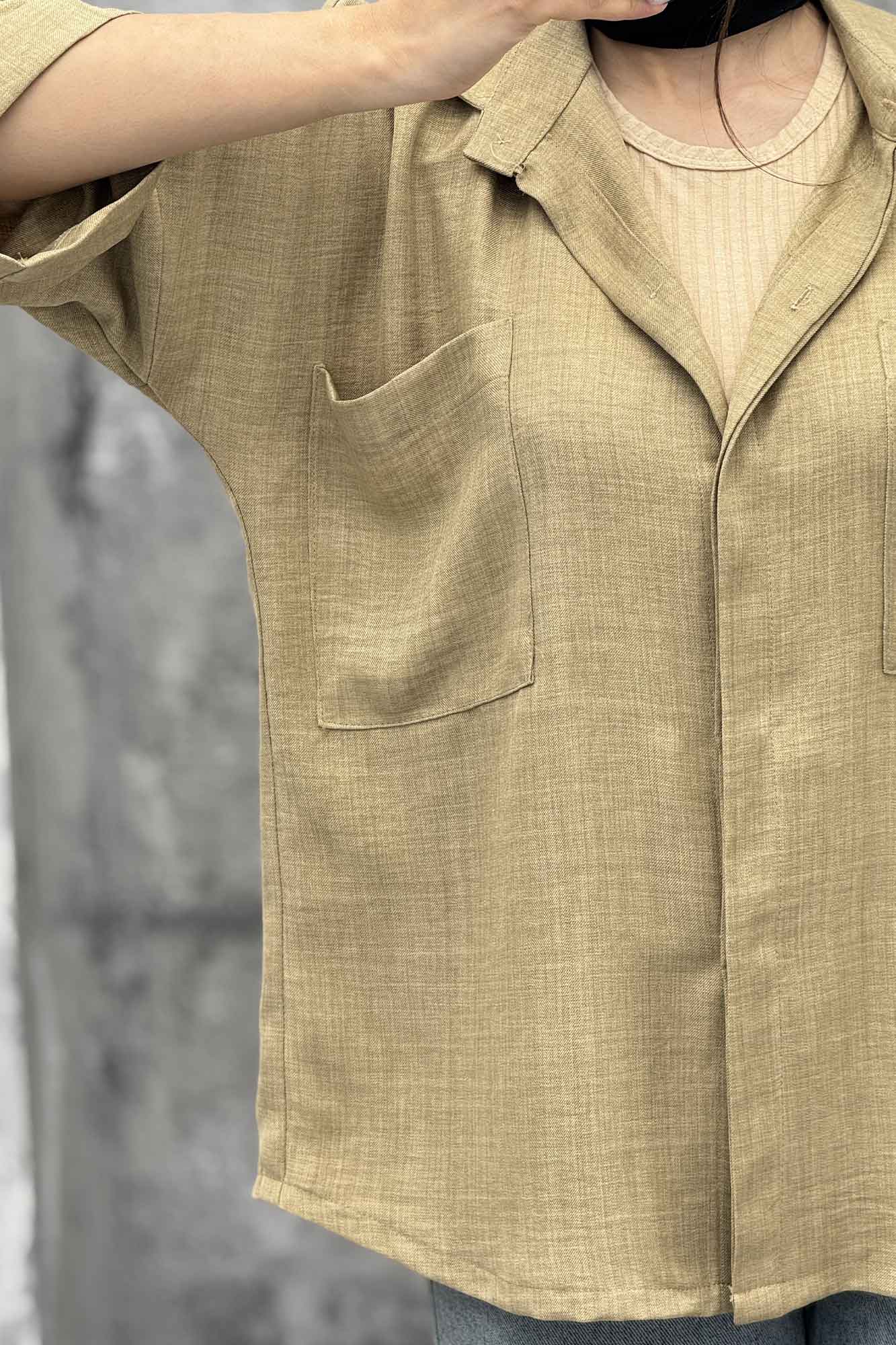 شومیز مانتویی شانتون پشت پیله دو جیب