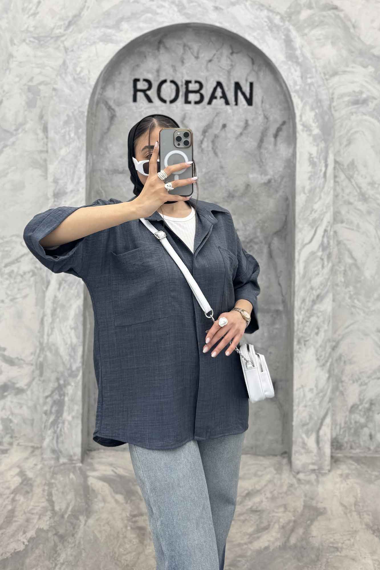 شومیز مانتویی شانتون پشت پیله دو جیب