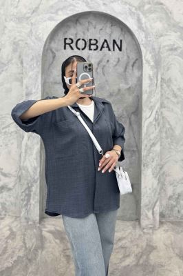 شومیز مانتویی شانتون پشت پیله دو جیب