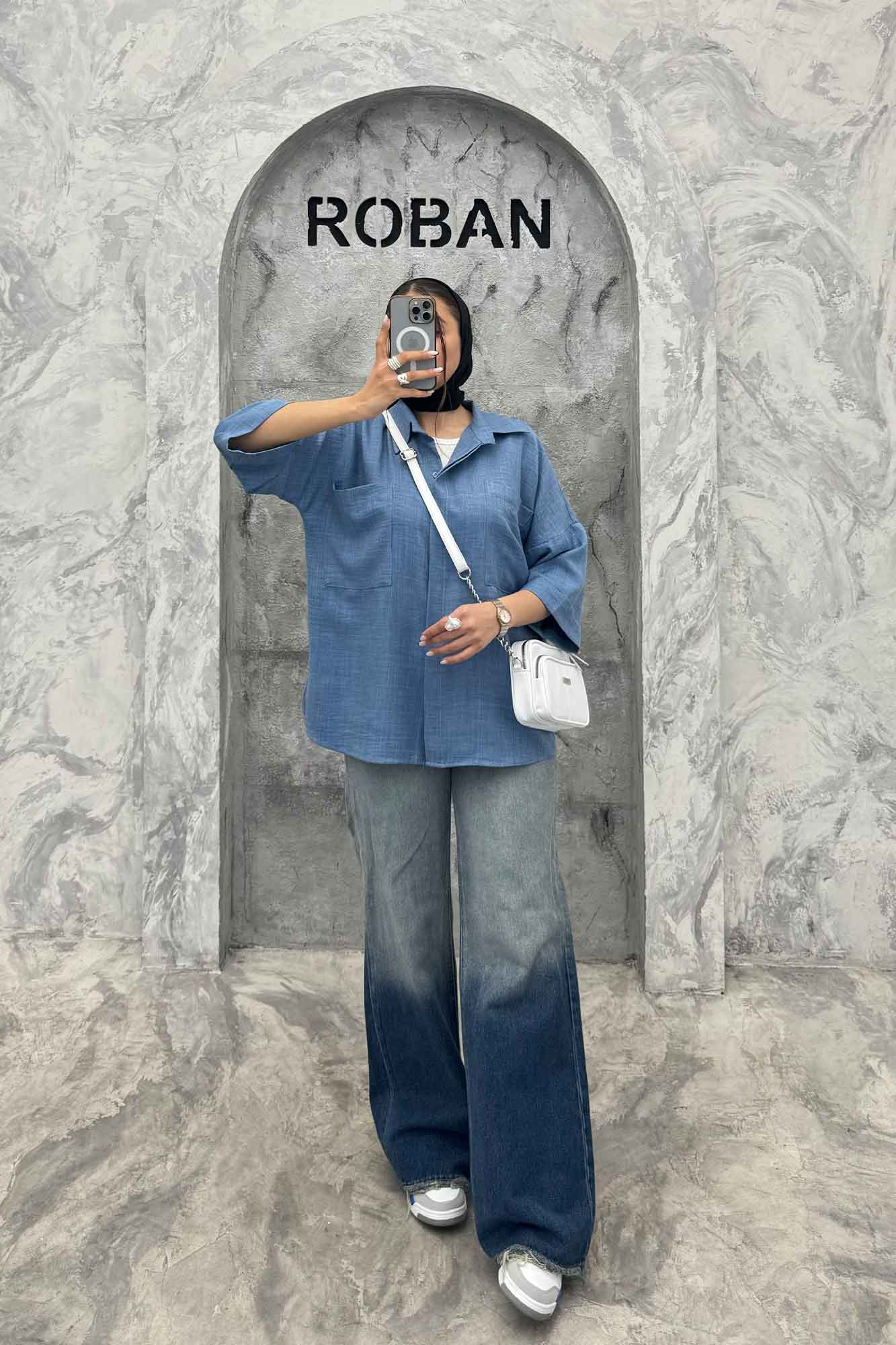 شومیز مانتویی شانتون پشت پیله دو جیب