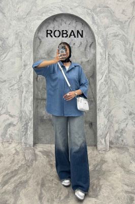 شومیز مانتویی شانتون پشت پیله دو جیب