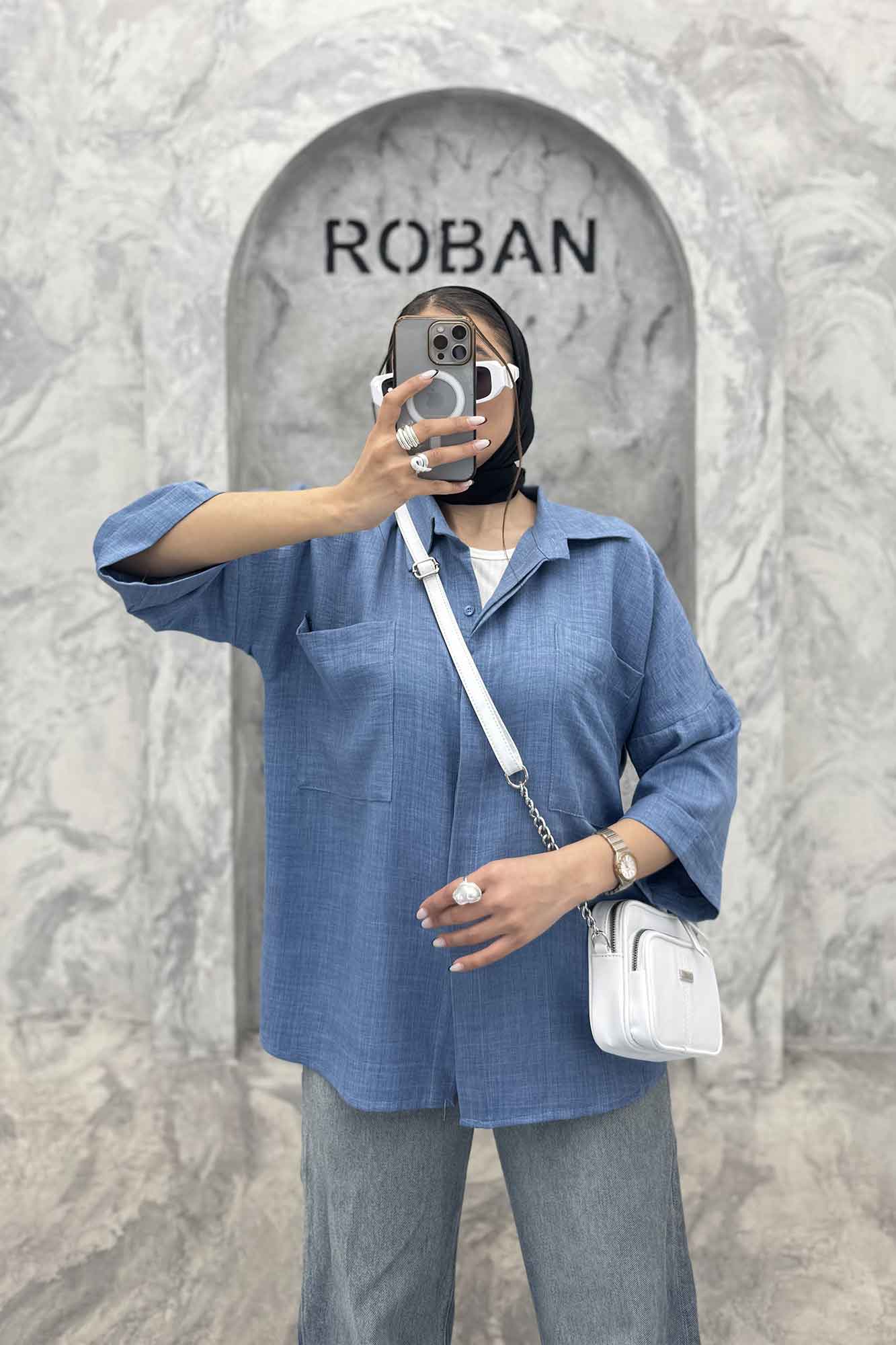 شومیز مانتویی شانتون پشت پیله دو جیب