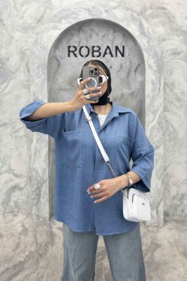 شومیز مانتویی شانتون پشت پیله دو جیب