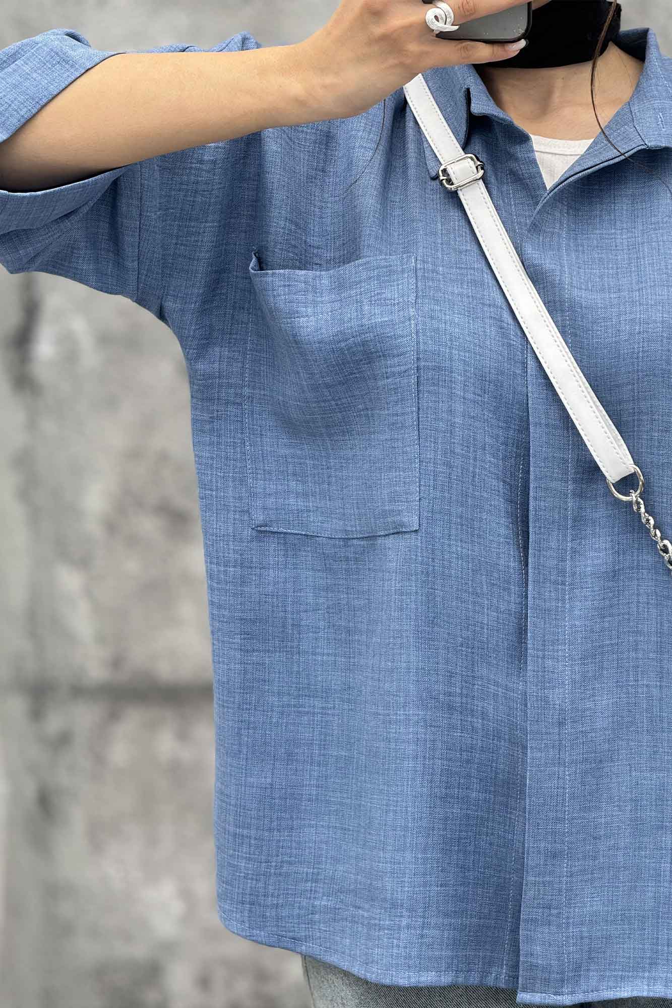 شومیز مانتویی شانتون پشت پیله دو جیب