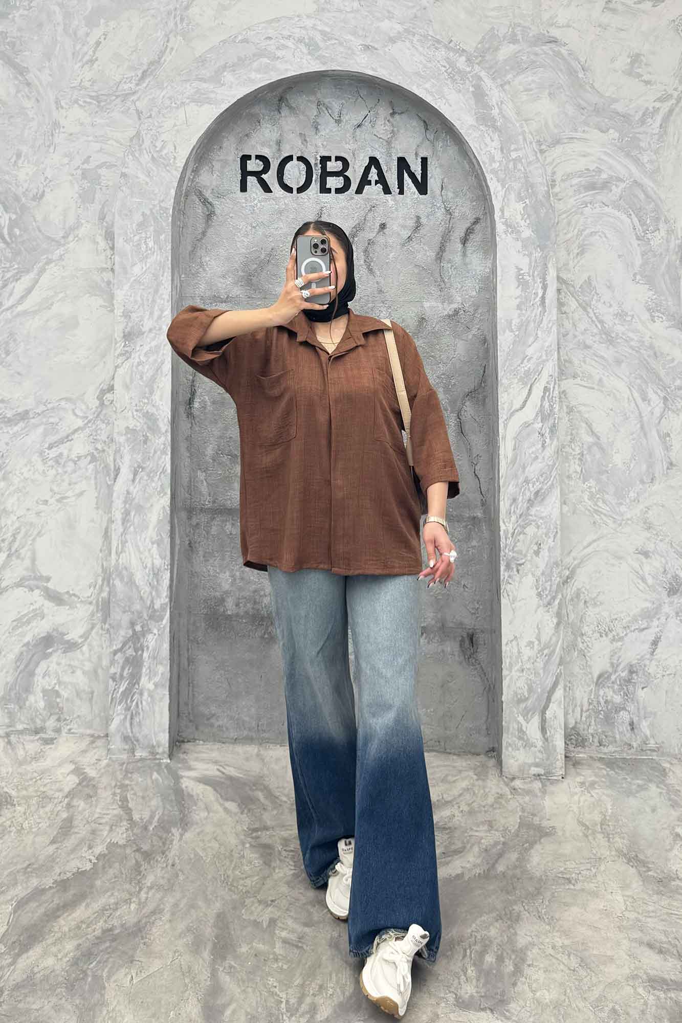 شومیز مانتویی شانتون پشت پیله دو جیب